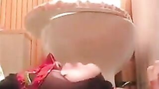 Asian homemade scat session in toilet