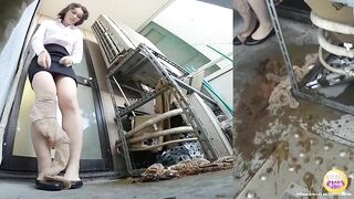 Asian office girl dropping shit