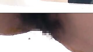 Hairy wet Japanese gal caught shitting
