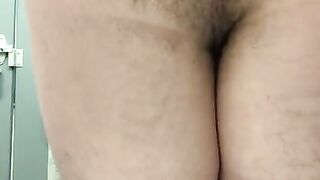 Closeup constipation in a public bathroom