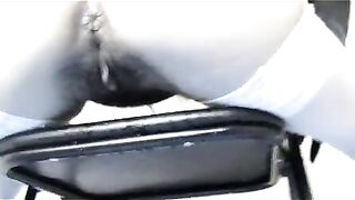 Hairy hot wife showing her pussy and piss