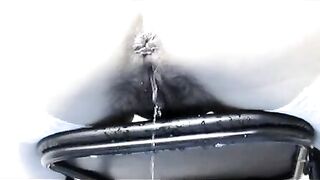 Hairy hot wife showing her pussy and piss