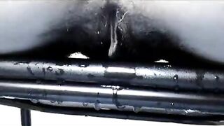 Hairy hot wife showing her pussy and piss