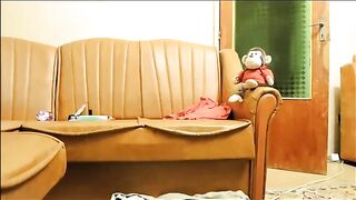 Eva smokes and poops during a pedicure at home