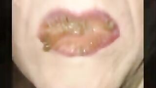 Blonde lusty MILF eating shit