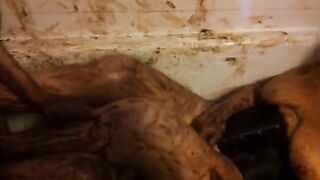 Filthy shit covered slut enjoying sex