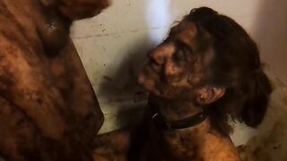 Filthy shit covered slut enjoying sex