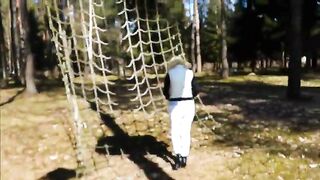 Husband films his wife pooping in the park