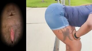 Ebony slutty lady pushing shit