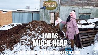 Lady masturbates with shit bucket