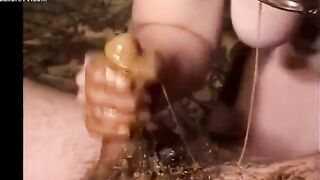 MILF covers a cock with her shit