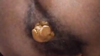 Nice ebony asshole shitting play