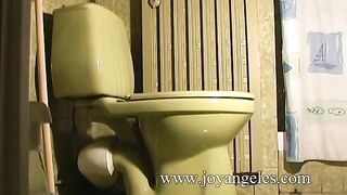 Hot Sabrina poops in the toilet