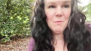 Slutty lady dropping shit in the forest