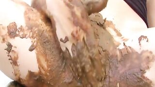 Scat Pussy Masturbation with huge dildo