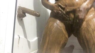 Huge boobs babe masturbates with shit