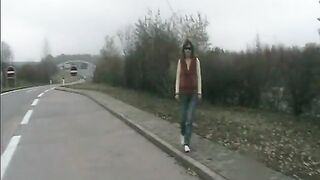 Several girls take turns pooping outdoor