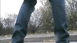 Several girls take turns pooping outdoor