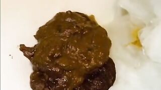 Slutty lady eating shit