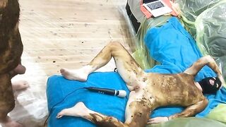 Slut get scat covered, fucking and cum