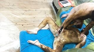 Slut get scat covered, fucking and cum