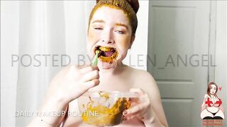 Redhead busty lady shit eating show
