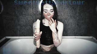 Seductive big ass babe covered in shit