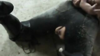 Tied extreme slave rolling in her own shit