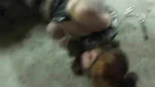 Tied extreme slave rolling in her own shit