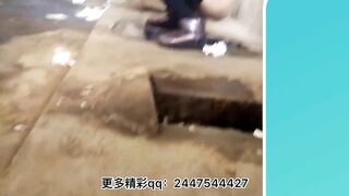 Lady defecate heavily in the toilet