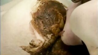 Girl licks ass covered in shit from another girl