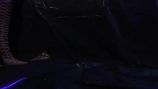 Blonde pisses on a dildo in the dark