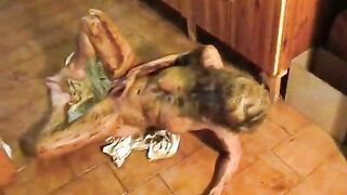Scat girl Veronika full covered in her shit