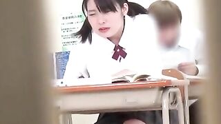 Cute Japanese classroom girl panty pooping