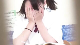 Cute Japanese classroom girl panty pooping