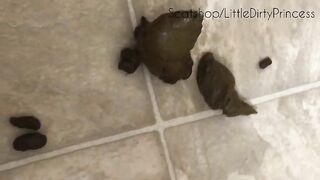 Bubble butt babe dropping shit while standing