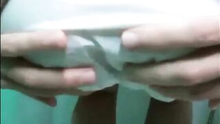 Girl shit and piss on a diaper