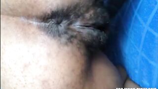 Hairy asshole ebony shitting POV