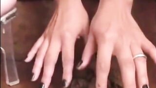 Hot latina babe in high heels shitting