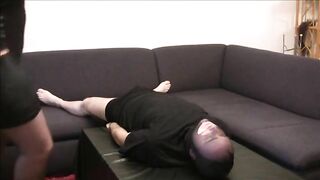 Horny mistress spit and shit on a slave mouth