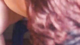 Brunette babe takes a big shit on blue stool