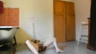 Curvy busty lady smearing shit