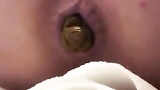 Lovely green turd from sexy ass