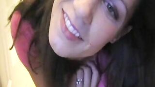 Naughty girl shitting while smiling