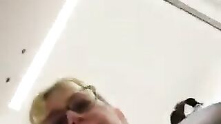 Dirty mature blonde lady shitting