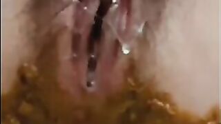 Stunning girl poops in her white panty