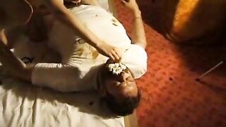 Horny maid shitting on her lover