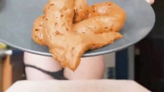 Gorgeous lady officer playing with shit