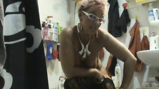 German blonde mature lady showing her ass and shit