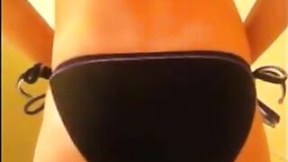 Skinny girl shit dropping in a black panty